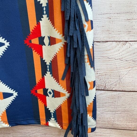LUCKY &‎ BLESSED AZTEC PRINT SKIRT WITH FRINGE - Picture 4 of 6